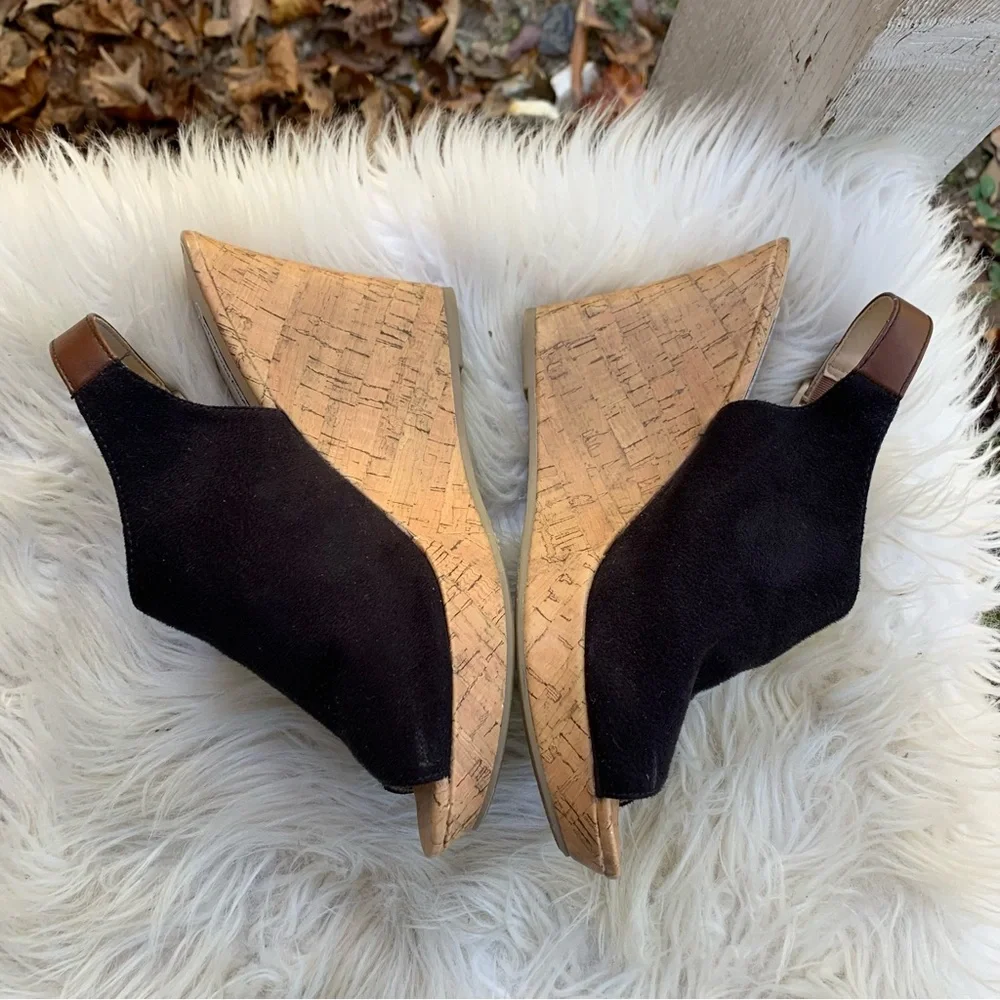 American Eagle Black Wedge Open Toe Booties